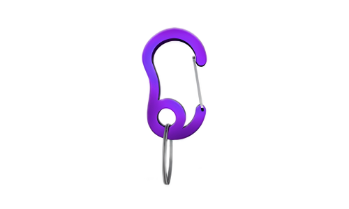 Violetti karabiinihaka ja pieni jaettu rengas, kestävä, 13x22mm, nimilaatan tai tarvikkeiden kiinnitykseen kaulukseen.