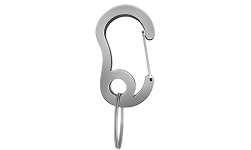 Hopeinen karabiinihaka ja pieni jaettu rengas, kestävä, 16x27mm, nimilaatan tai tarvikkeiden kiinnitykseen kaulukseen.