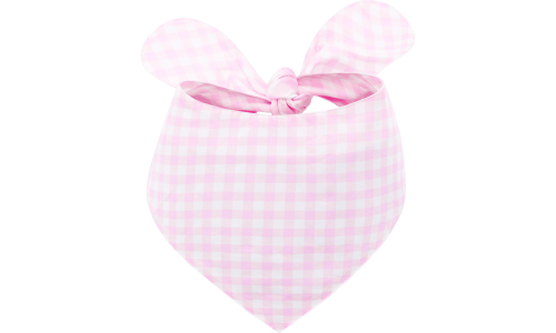 Vaaleanpunainen ja valkoinen ruudullinen koiran huivi solmimisella, helppo pestä, 100 % puuvillakangasta.