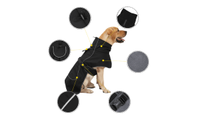 Heijastava vedenpitävä koiran takki, jossa lämmin fleecevuori