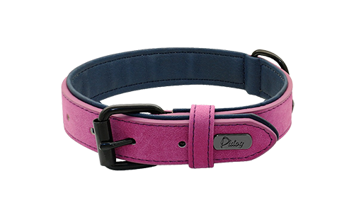 Pinkki ylellinen samettinen koiran kaulapanta, pituus 35-37cm ja leveys 1.7cm, musta solki ja D-rengas